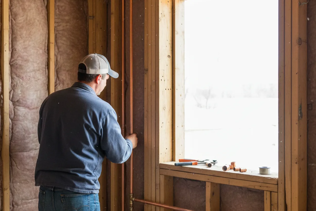 Licensed plumber running new copper supply lines in a Centerville home